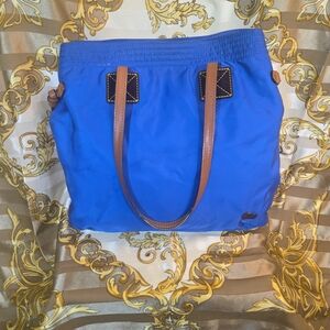 Dooney & Bourke Royal Blue Nylon Tote with Brown Leather Trim